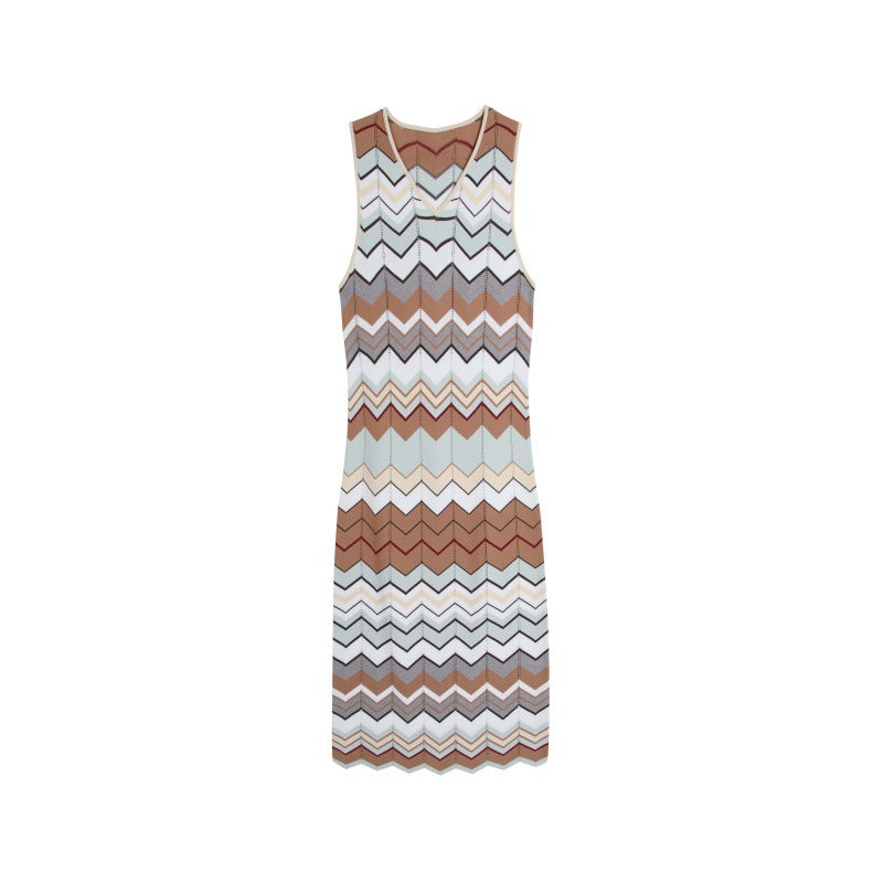 V Neck Sleeveless Knit Dress