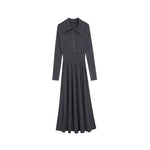 Load image into Gallery viewer, Coffee Lapel Long Sleeve Knit Dress Wool