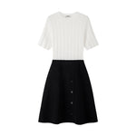 Load image into Gallery viewer, Women's Custom White Knit Top &amp; Black Knit Skirt Set | OEM/ODM Knitwear Manufacturer