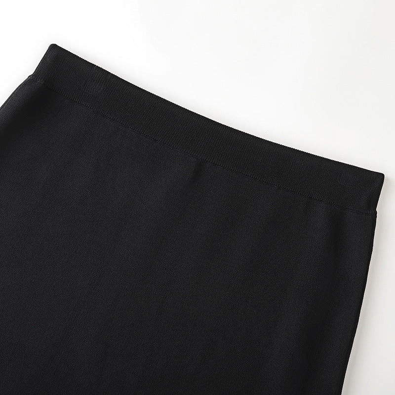 Black Round Neck Sleeveless Knit Skirt