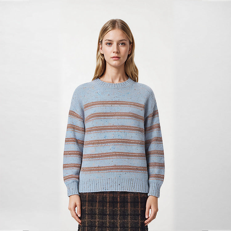 Round Neck Long Sleeve Knit Sweater Wool