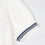 Load image into Gallery viewer, Women's Custom White Polo Collar Short Sleeve Cotton Knit Sweater | OEM/ODM Knitwear Manufacturer