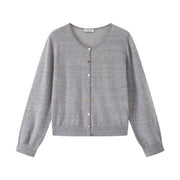 Women's Custom Round Neck Long Sleeve Wool Knit Cardigan | OEM/ODM Knitwear Manufacturer
