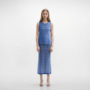 Women's Custom Light Blue Knit Top & Dress Set | OEM/ODM Knitwear Manufacturer