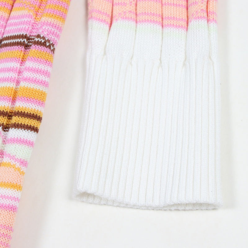 Women's Custom Pink Polo Collar Long Sleeve Tencel Knit Sweater