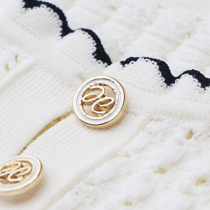 White Round Neck Short Sleeve Knit Dress