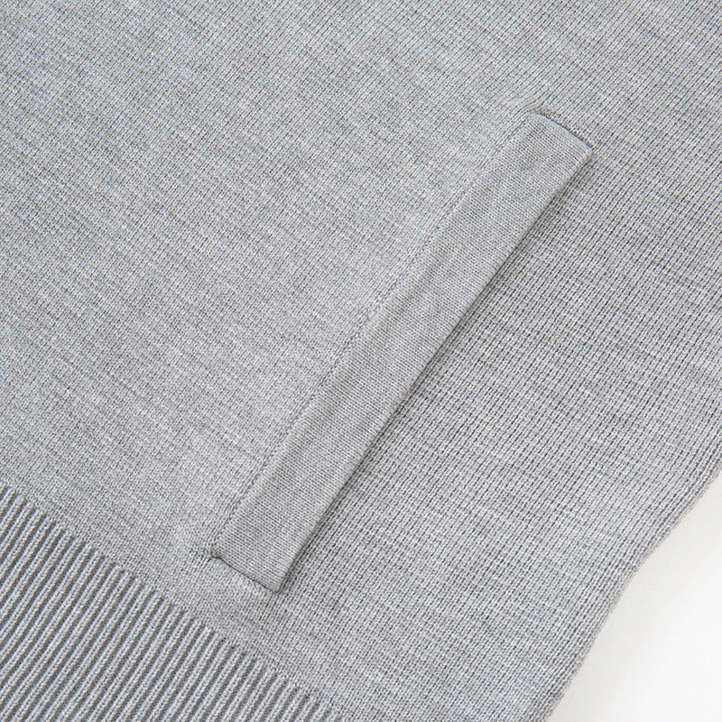 Women's Custom Gray Hooded Long Sleeve Knit Sweater | OEM/ODM Knitwear Manufacturer