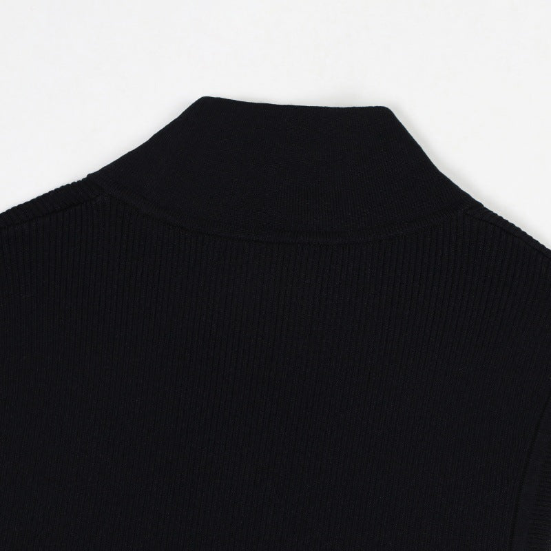 Black High Neck Sleeveless Knit Dress