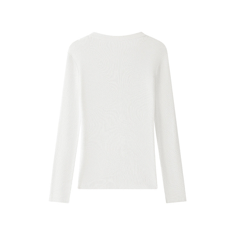 V Neck Long Sleeve Knit Sweater Wool