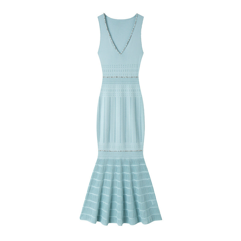 Blue V Neck Sleeveless