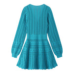 Load image into Gallery viewer, Blue V Neck Long Sleeve Knit Dress