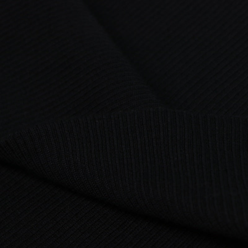 Black Short Sleeve Knit Dress Wool