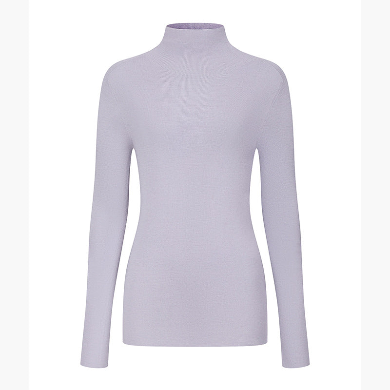 High Neck Long Sleeve Knit Sweater Wool