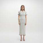 Load image into Gallery viewer, Women's Custom White Lapel Short Sleeve Knit Dress | OEM/ODM Knitwear Manufacturer