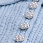 Load image into Gallery viewer, Women's Custom Misty Blue Polo Collar Short Sleeve Knit Dress