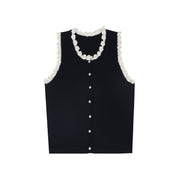Women's Custom Black Sleeveless Knit Vest | OEM/ODM Knitwear Manufacturer