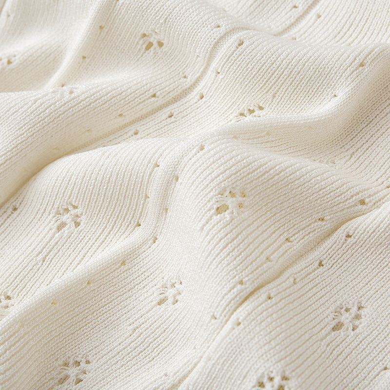 Women's Custom White Round Neck Sleeveless Knit Dress | OEM/ODM Knitwear Manufacturer