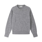 Load image into Gallery viewer, Gray Round Neck Long Sleeve Knit Sweater Wool