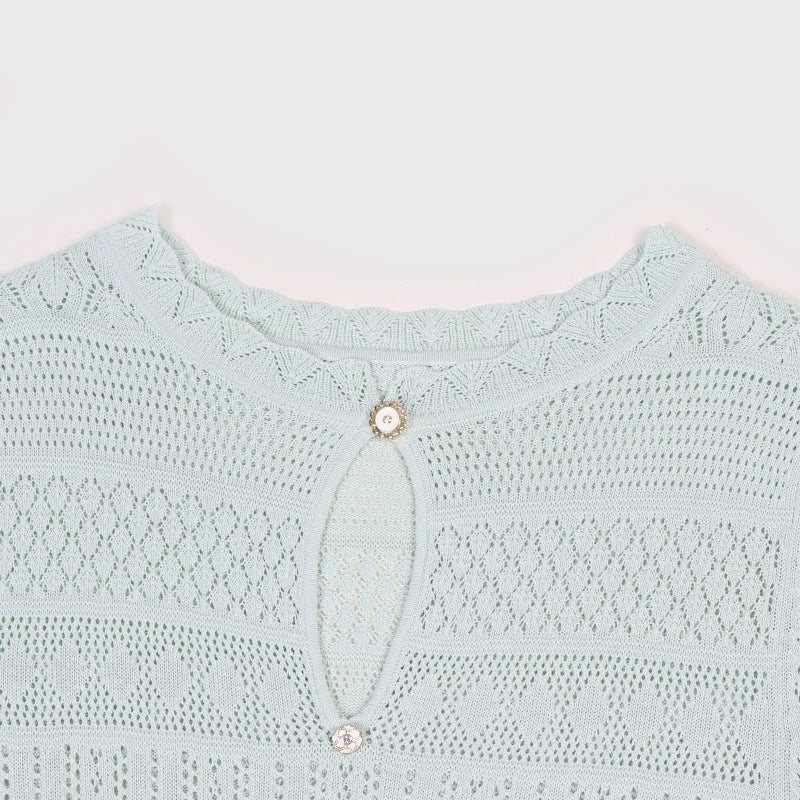 Women's Custom Green Round Neck Short Sleeve Knit Dress | OEM/ODM Knitwear Manufacturer
