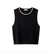 Women's Custom Black Round Neck Sleeveless Knit Vest & Skirt Set | OEM/ODM Knitwear Manufacturer