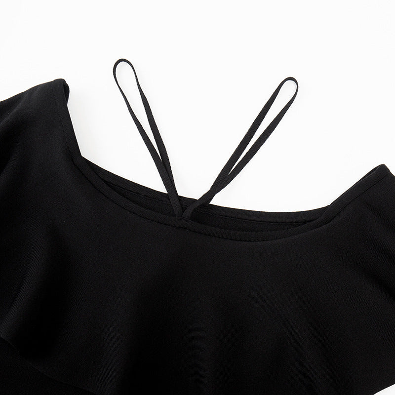Black Off Shoulder Knit Sweater