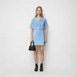 Load image into Gallery viewer, Women's Custom Blue Short Sleeve Knit Top &amp; Pants Set | OEM/ODM Knitwear Manufacturer