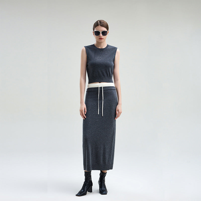 Women's Custom Gray Wool Knit Skirt | OEM/ODM Knitwear Manufacturer