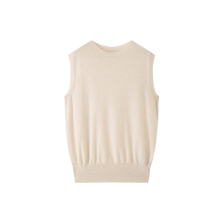 Women's Custom Pink Round Neck Sleeveless Wool Knit Vest | OEM/ODM Knitwear Manufacturer