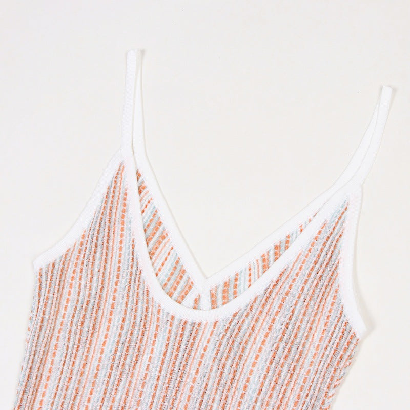 V Neck Sleeveless Knit Dress Tencel
