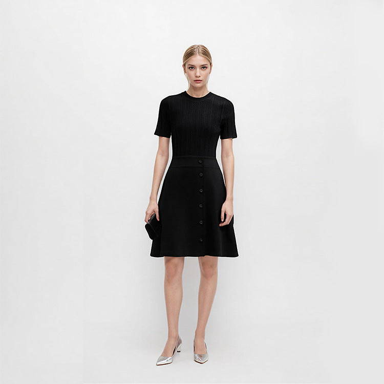 Women's Custom White Knit Top & Black Knit Skirt Set | OEM/ODM Knitwear Manufacturer