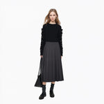 Load image into Gallery viewer, Black Round Neck Long Sleeve Knit Sweater Wool