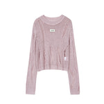 Load image into Gallery viewer, Women's Custom Pink Round Neck Long Sleeve Wool Knit Sweater | OEM/ODM Knitwear Manufacturer