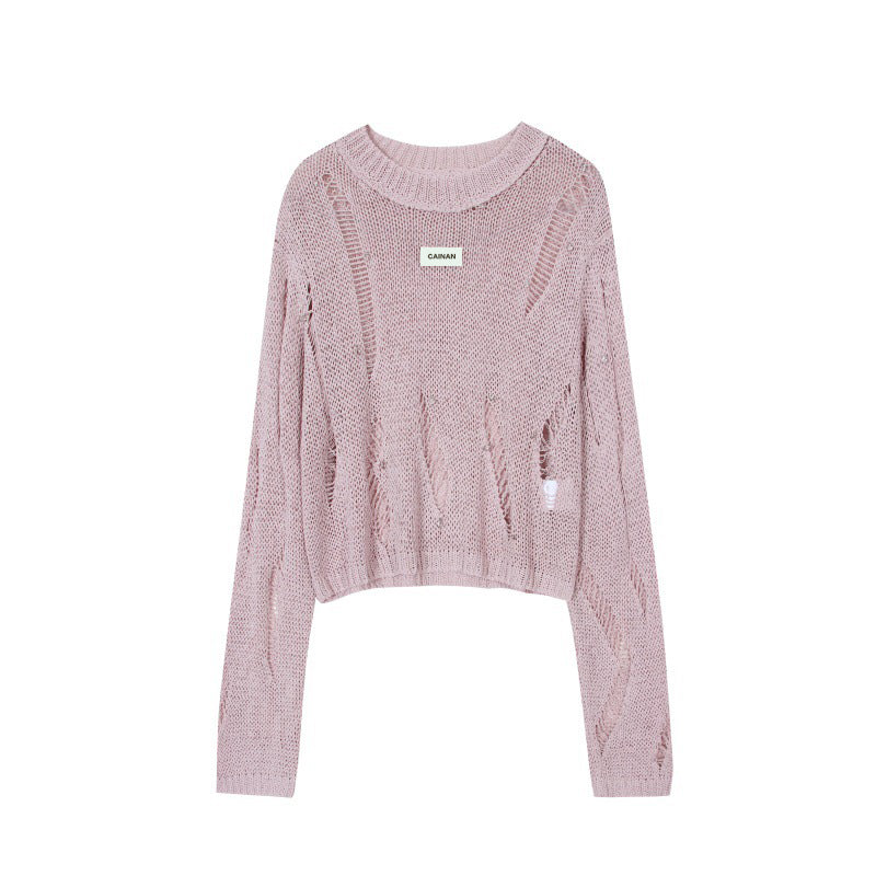 Women's Custom Pink Round Neck Long Sleeve Wool Knit Sweater | OEM/ODM Knitwear Manufacturer