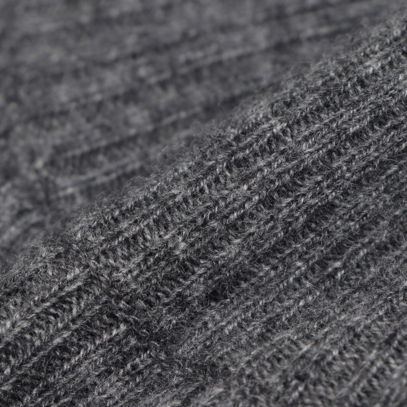 Women's Custom Gray High Neck Long Sleeve Wool Knit Dress | OEM/ODM Knitwear Manufacturer