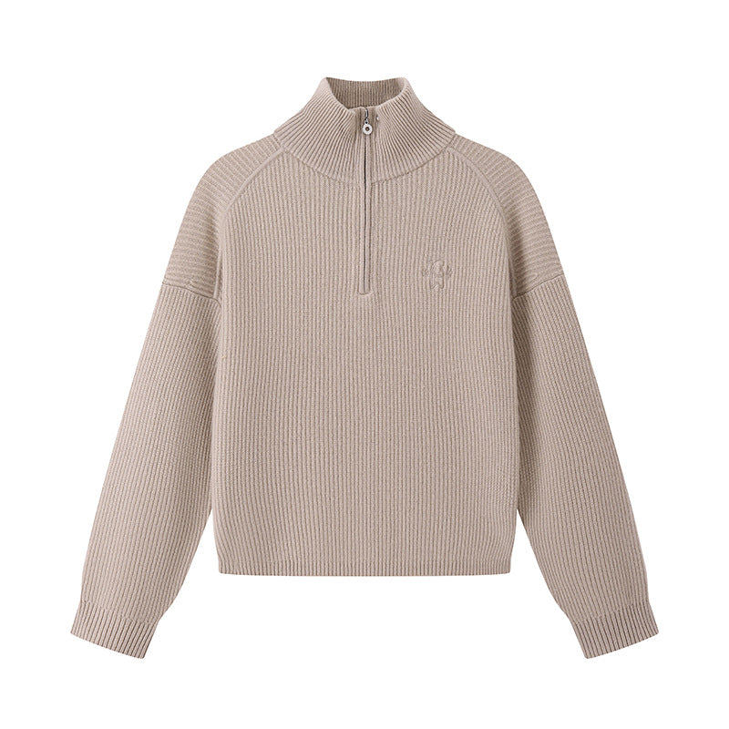 High Neck Long Sleeve Sweater Wool
