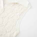 Load image into Gallery viewer, Women's Custom White Polo Collar Sleeveless Cotton Knit Top | OEM/ODM Knitwear Manufacturer