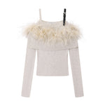 Load image into Gallery viewer, Off Shoulder Knit Sweater Wool