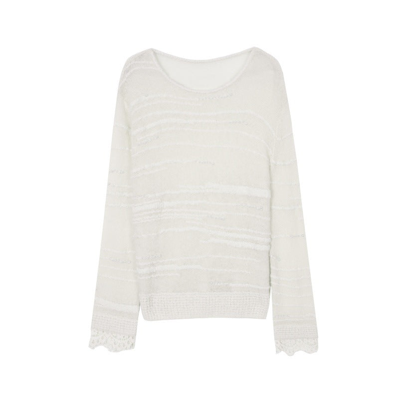Women's Custom Pink Round Neck Long Sleeve Alpaca Knit Sweater | OEM/ODM Knitwear Manufacturer
