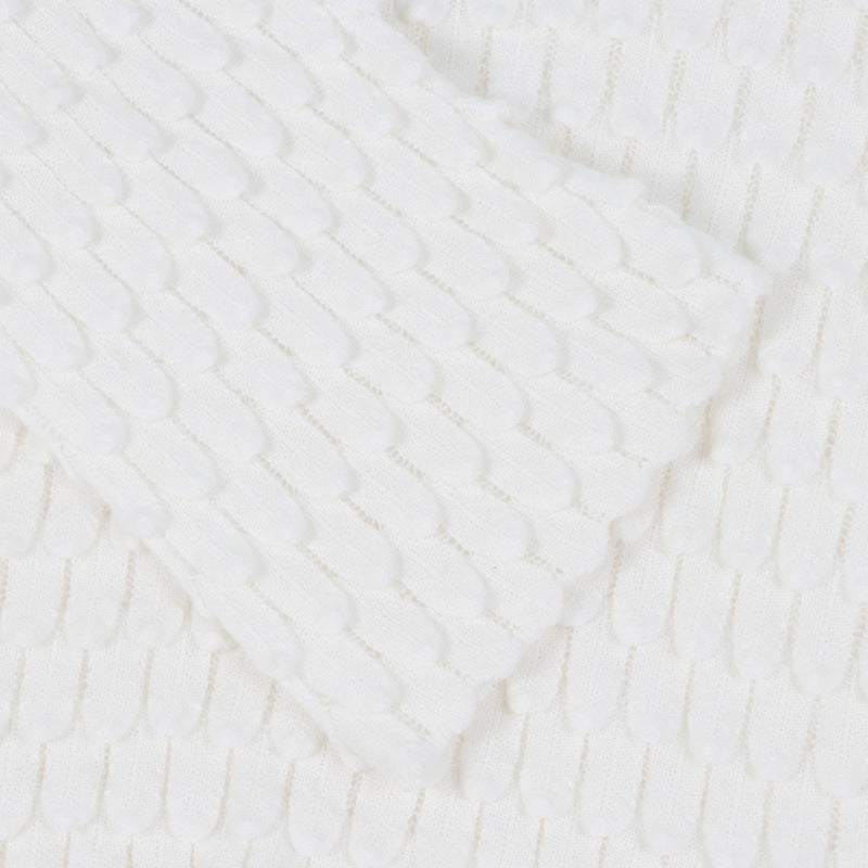 White Round Neck Long Sleeve Knit Sweater Wool