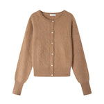 Load image into Gallery viewer, Camel Round Neck Long Sleeve Knit Cardigan Wool