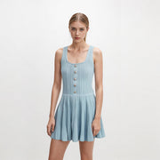 Pink Square Neck Sleeveless Knit Dress