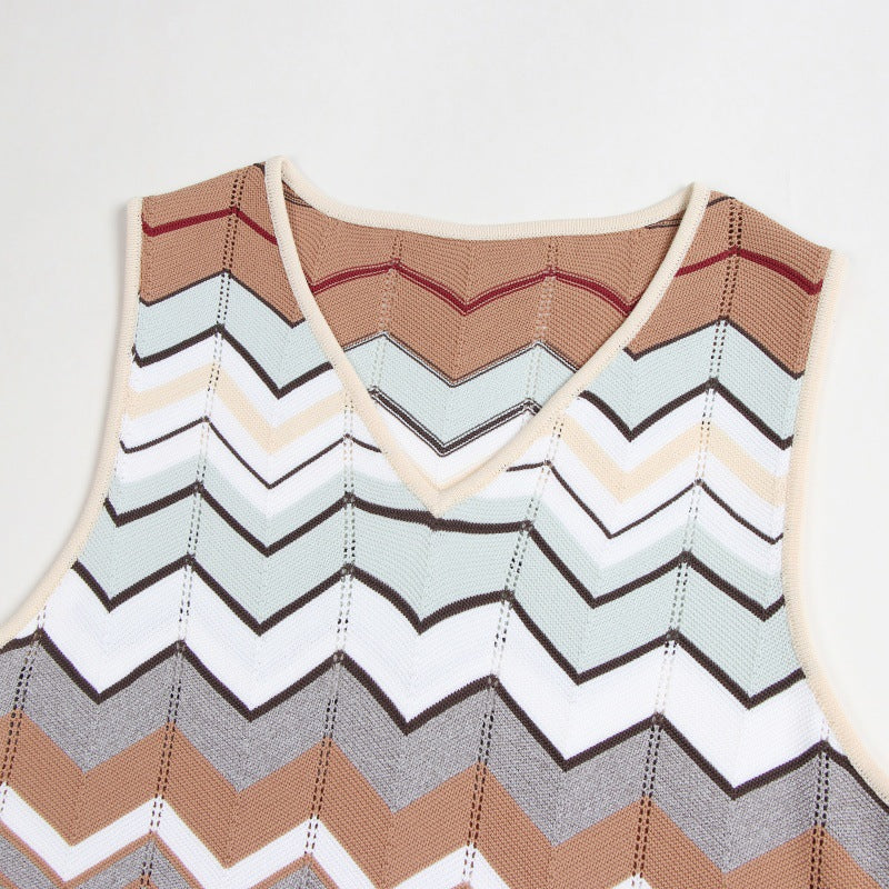 V Neck Sleeveless Knit Dress