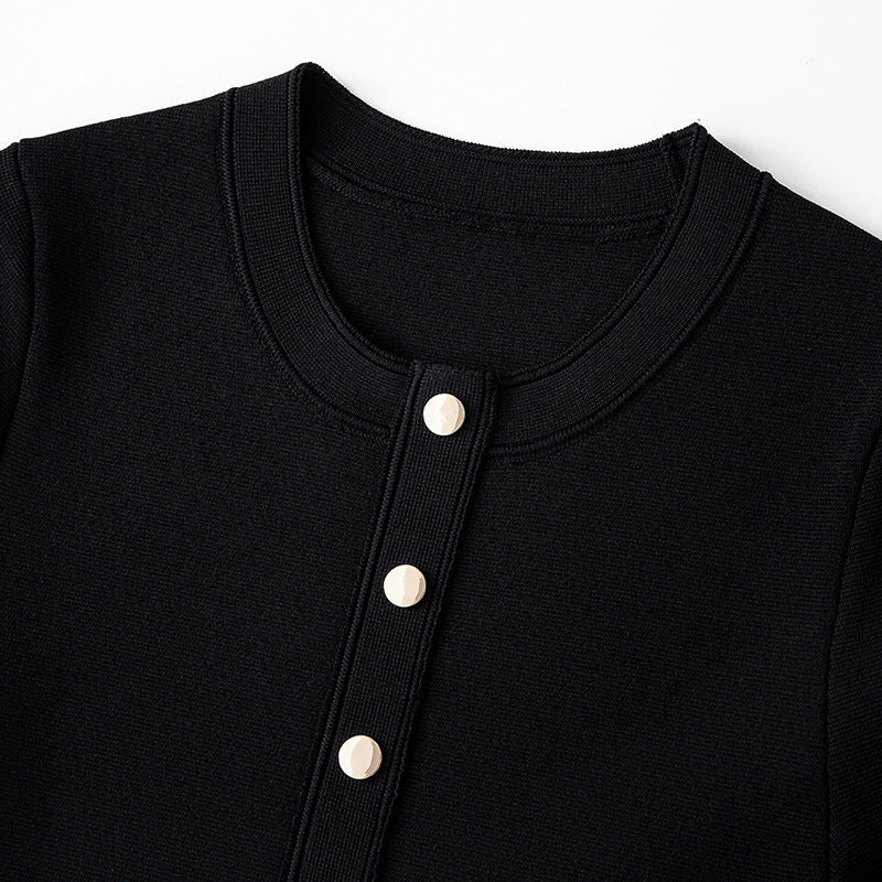 Women's Custom Round Neck Short Sleeve Knit Dress | OEM/ODM Knitwear Manufacturer