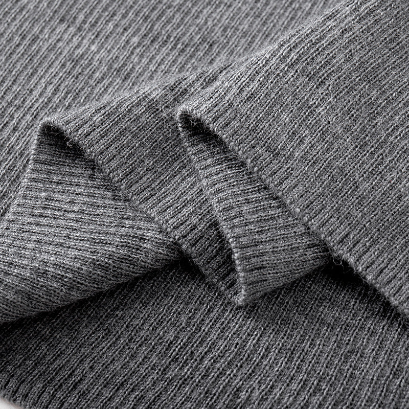 Women's Custom Black & Dark Gray Round Neck Long Sleeve Wool Knit Sweater | OEM/ODM Knitwear Manufacturer